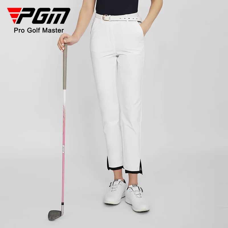 Dámske golfové nohavice PGM Summer športové priedušné blokovanie farieb Split Hem Capris Rýchlo vyschnutie ľahkej golfovej lišty Lady Kuz147
