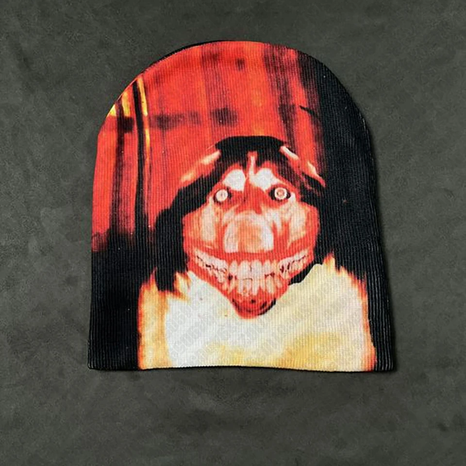 Dámske klobúk pletacie čiapky pullover y2k v štýle streetwear móda vintage pullover gotický list tlač teplý hiphop 2000. rokov emo dievča