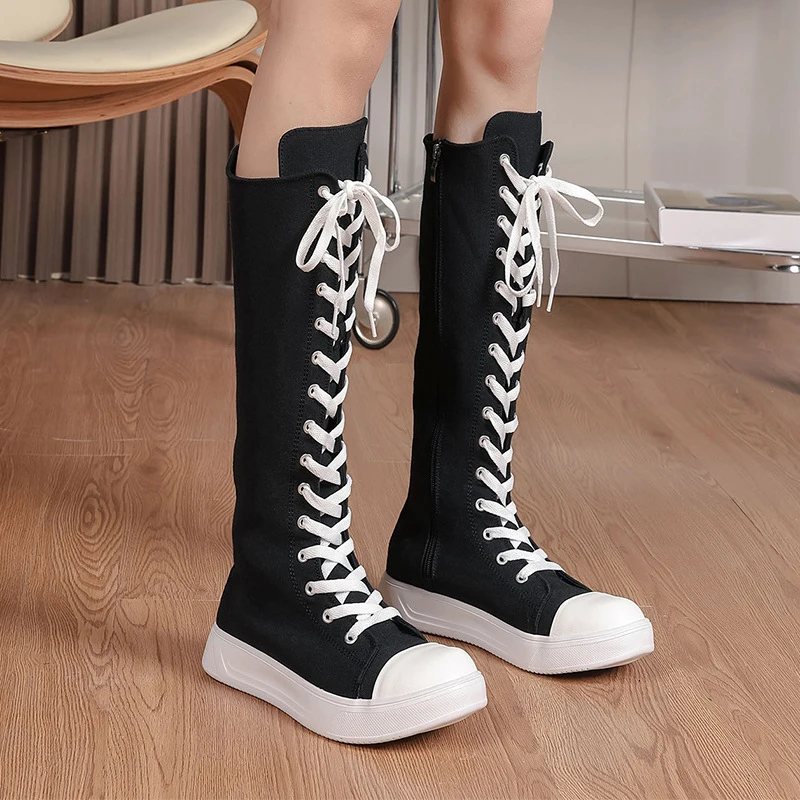Dámske leopardové tlačové plátno High Top topánky High Top topánky dlhé topánka Lase-up zips Pohodlné plátno Športové topánky plochá topánka