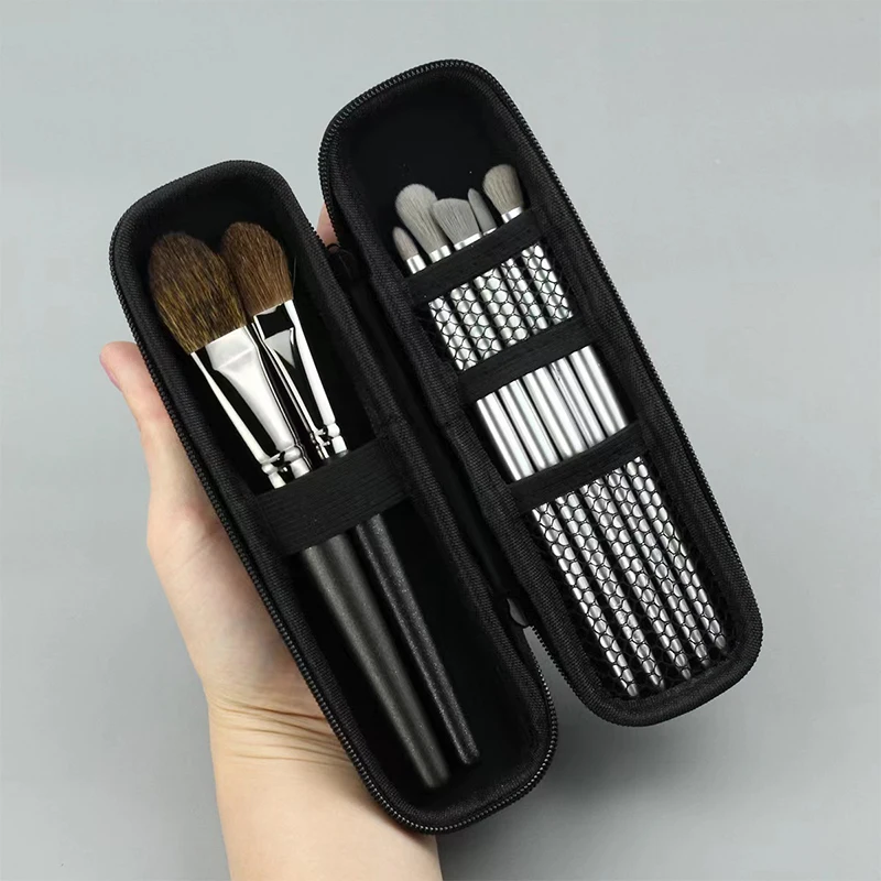 Dámske make -up kefy puzdro čisto čierna malá kozmetická taška na rúž na rúž Organizátor kozmetické náradie Storage box zips s dlhým pásom s dlhým pásom
