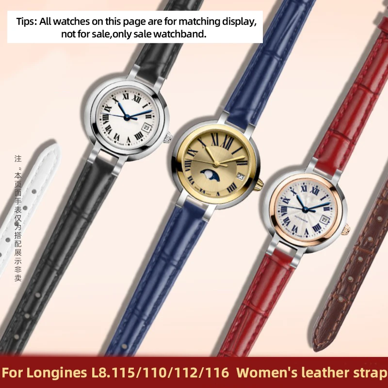 Dámske malé pravé kožené hodinky pre Longines Heart Moon L8.110/115/112/116 Vyvýšené hodinky Modifikované náramky Soft Soft