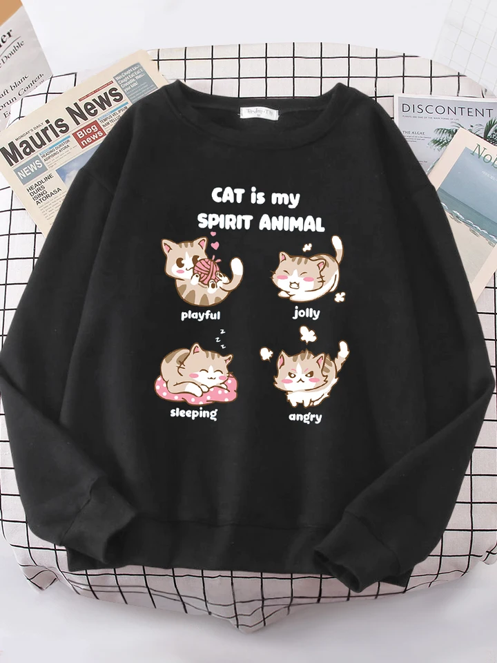 Dámske mikiny roztomilé mačky sú moje duchovné zvieracie mikina mikiny ženské ležérne oblečenie harajuku kawaii mačky dámske topy