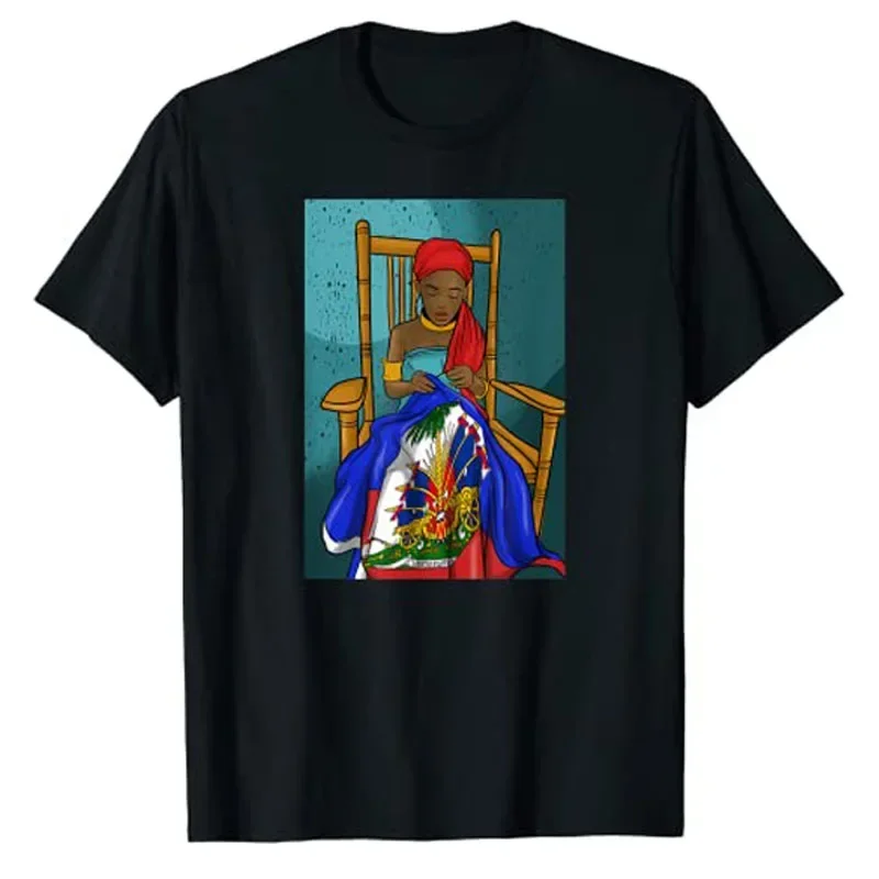 Dámske módne grafické tričko Tops vtipné rodinné oblečenie mama darčeky Haiti Haitian Flag Day Hrdá žena Ayiti Girl Tričko