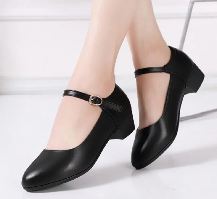 Dámske módne sladké elegantné čierne PU kožené klinové topánky päty Lady Classic Comfort Spring & Leto Leisure Shoes Zapatos E1417