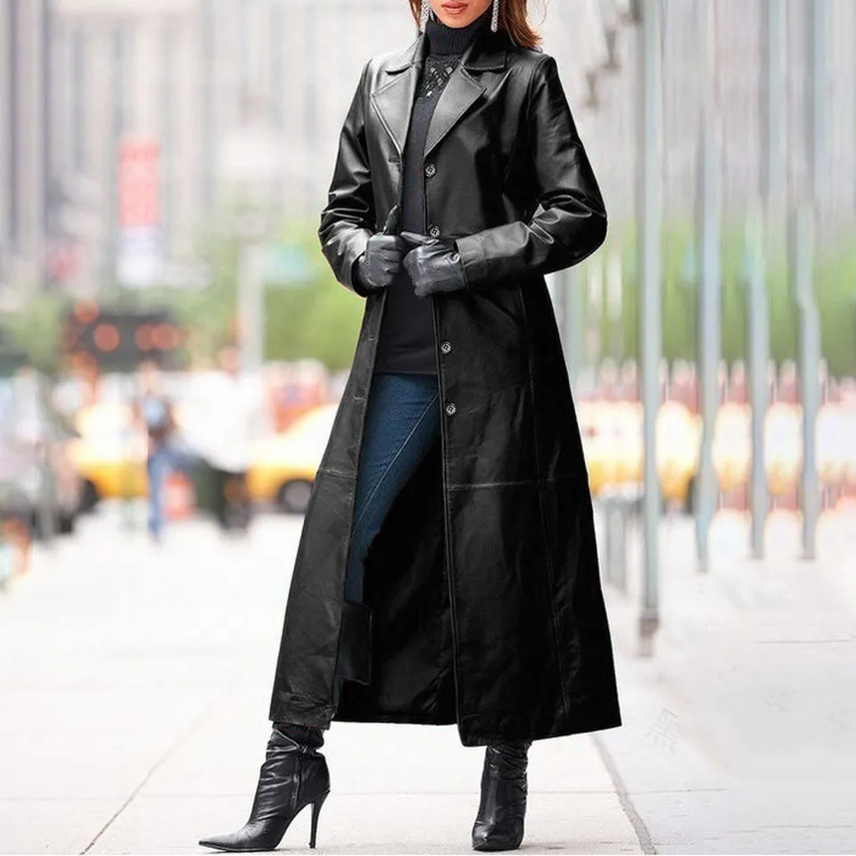 Dámske módne veterné break Solid Coat Obchodné temperament dlhé kabáty s tenkou teplou koženou bundou Chaquetas пальто женское 한국 가을옷 가을옷 가을옷
