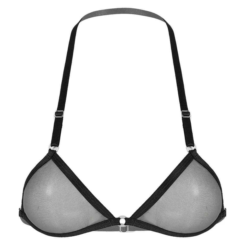 Dámske nastaviteľné popruhy halter krk bez spätného priehľadného trojuholníka Triangle Tops Tops číre bralette spodná bielizeň sexy spodná bielizeň