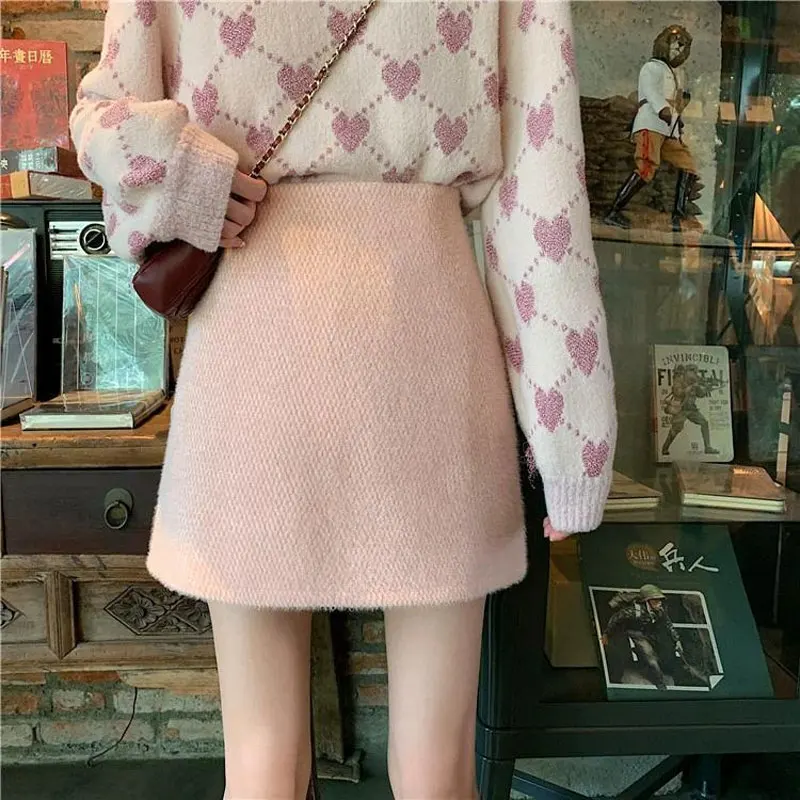 Dámske oblečenie A-line sukne Aura Elegantné vysoký pás dochádzanie do jesennej zimnej zimnej základnej farbe Sladké sladké preppy štýl Mini sukne