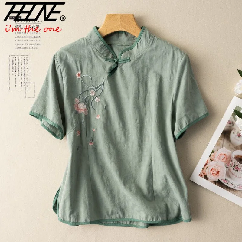 Dámske odevy košele blúzka Summer Blusa Mujer V-krk Solid Vintage Casy Castleneck vyšíva