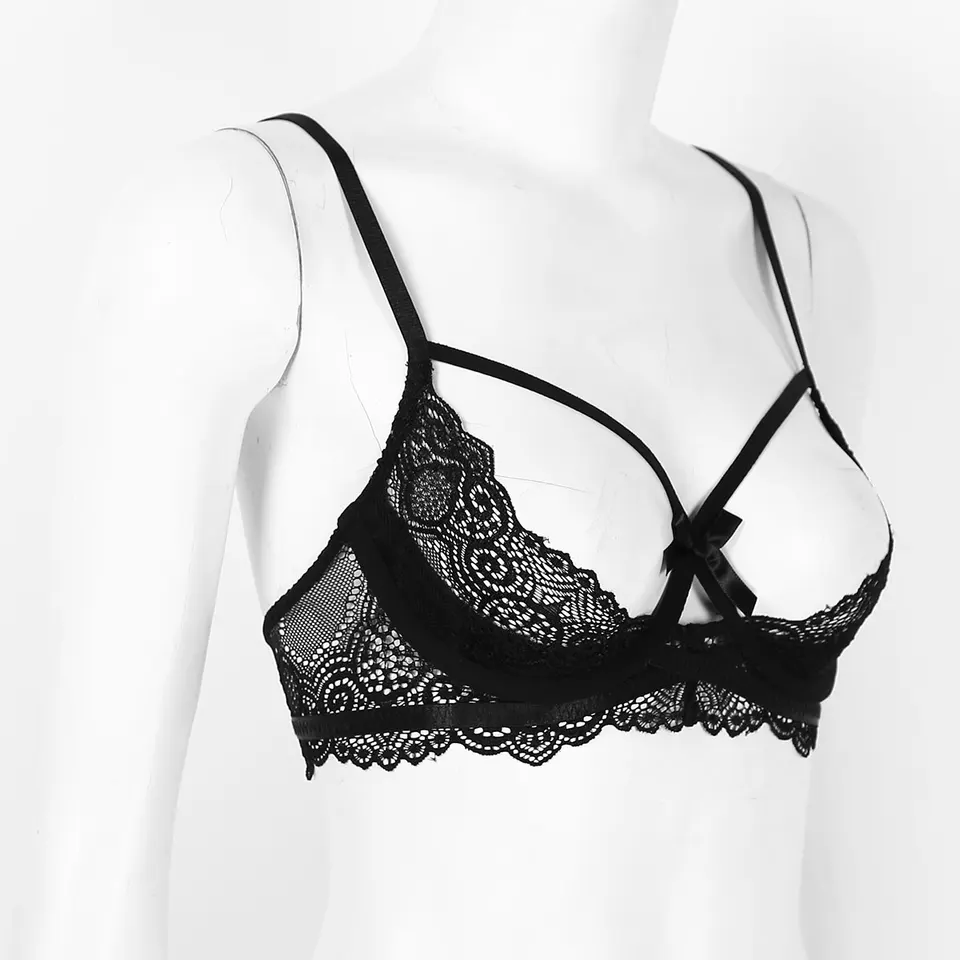 Dámske otvorené polovičné poháre podprsenka Top exotické podprsenky Pozrite sa cez číre čipkové spodné prádlo Polovičné šálky podsvetené podprsenky Topky bikiny