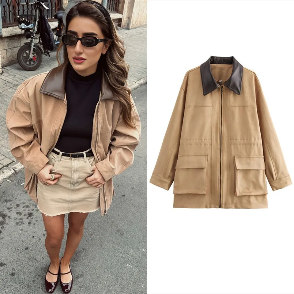 Dámske pevné vintage ležérne klopa semišová koža Dlhá jeseň zimná bunda Žen