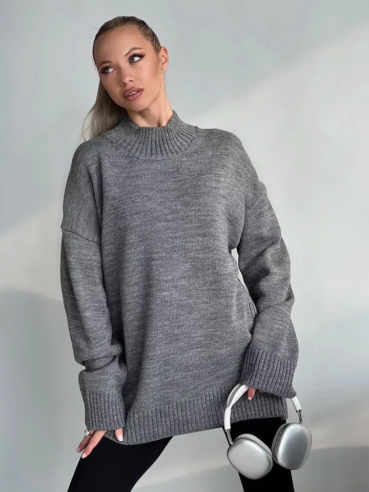 Dámske pletené príležitostné pretiahnuté pletené pletené predĺžené dámske dámske pletené voľné streetwear