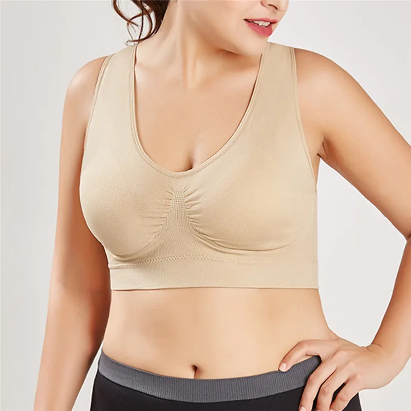 Dámske podprsenky Tops plus veľkosť S-4XL Ladies Sports Yoga Tops Underwear Polded Fitness Running vesta drôt zadarmo Brassiere S-4XL