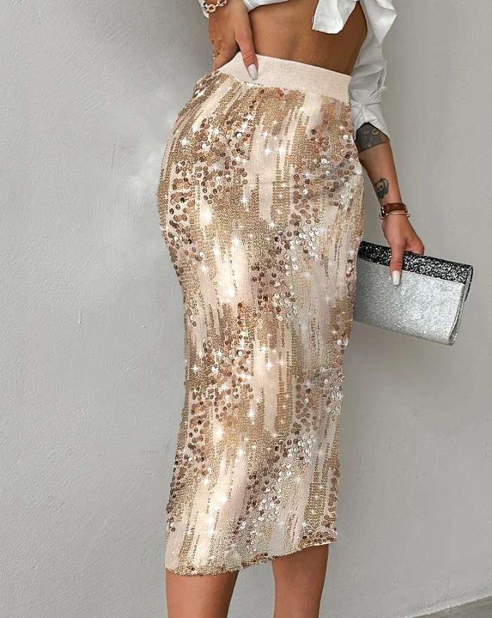 Dámske sukne módne elegantné svadobné hosťa pevné farby celé flocin Frewin Freat pás Skinny bočná štrbina klub Midi sukňa