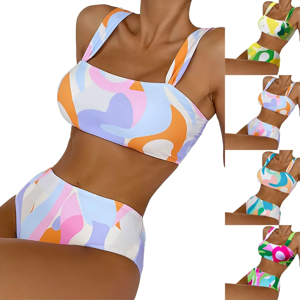 Dámske tlačené plavky súprava sexy kravata Dye Underwear Set s vysokým pásom push Up Bikini set 2024 letné sexy štíhle ženské plavky