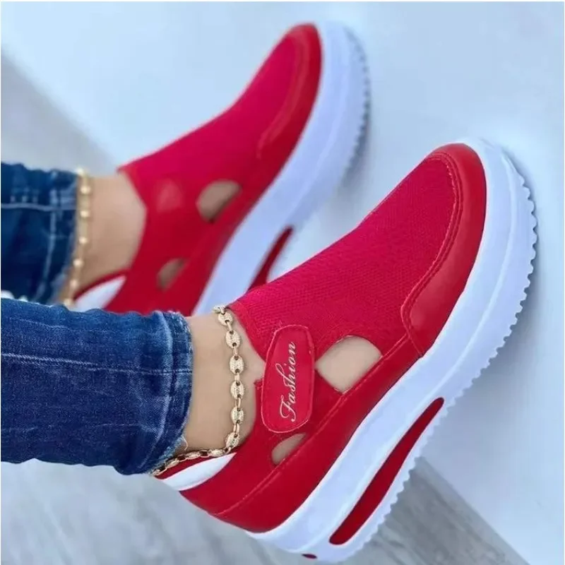 Dámske topánky Žena tenisové topánky plátno topánky Červené tenisky ženské príležitostné topánky Dámske dutiny Sport Shoes Platform Sneaker