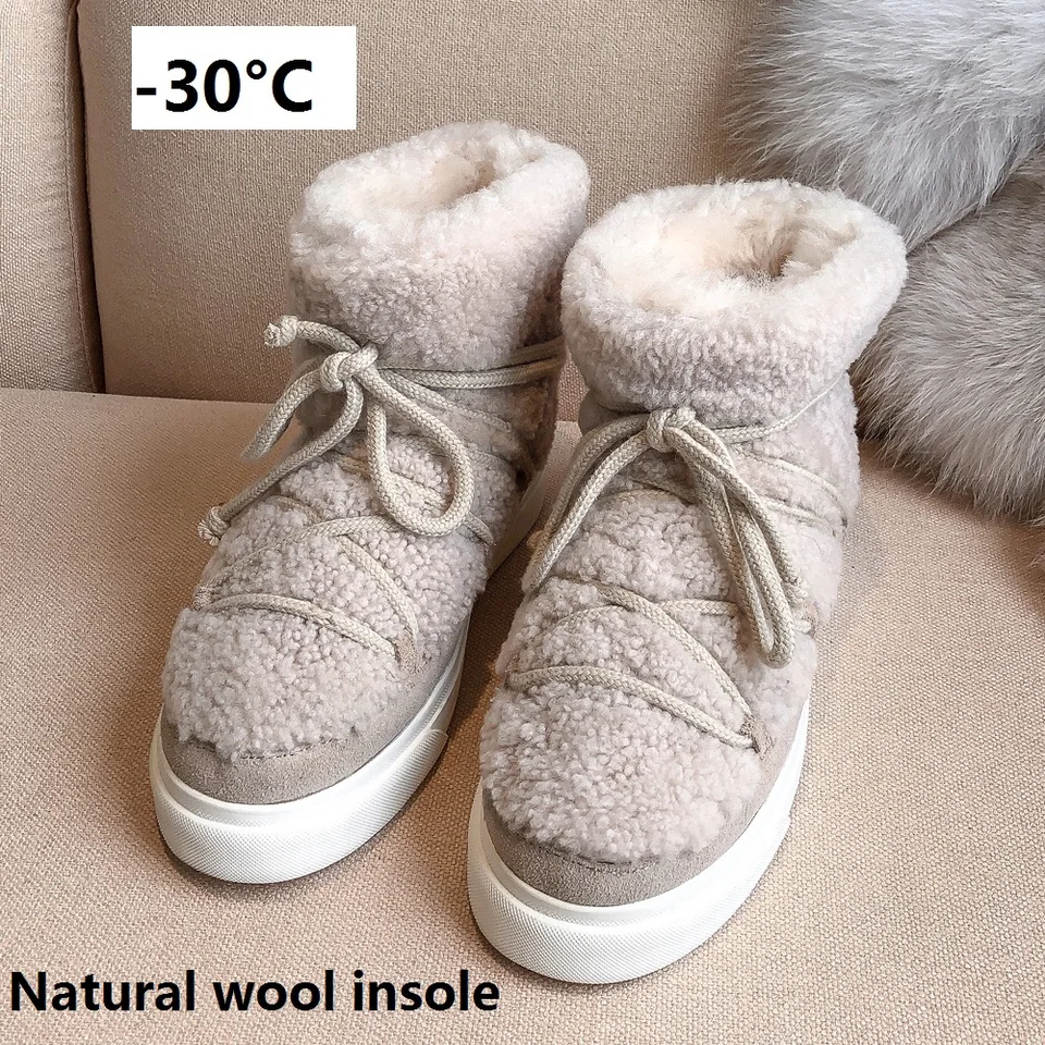 Dámske vlnené snehové topánky sladký štýl zimné ploché členkové topánky pre dievčatá zimné ženy nadýchané topánky femmes bottes chaussure femme.