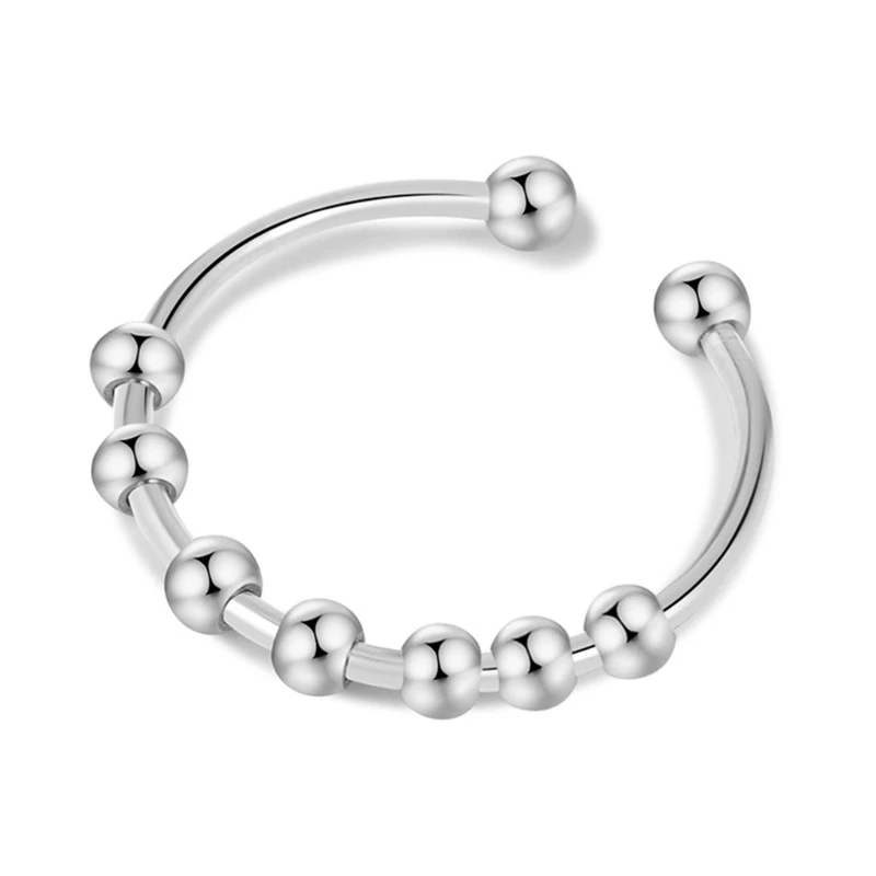 Dámske úzkosť krúžku hrkálky z nehrdzavejúcej ocele Dekompresný prsteň Fidget Prsp Ring Nastaviteľný otvor a stohovateľný prsteň