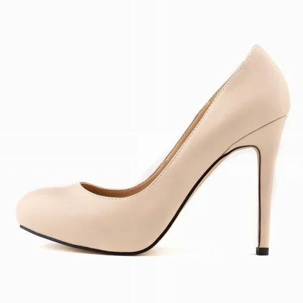 Dámske čerpadlá sexy 11 cm okrúhle prsty matná koža kožená sexy vysoké podpätky platforma nahé čierne kancelária dám