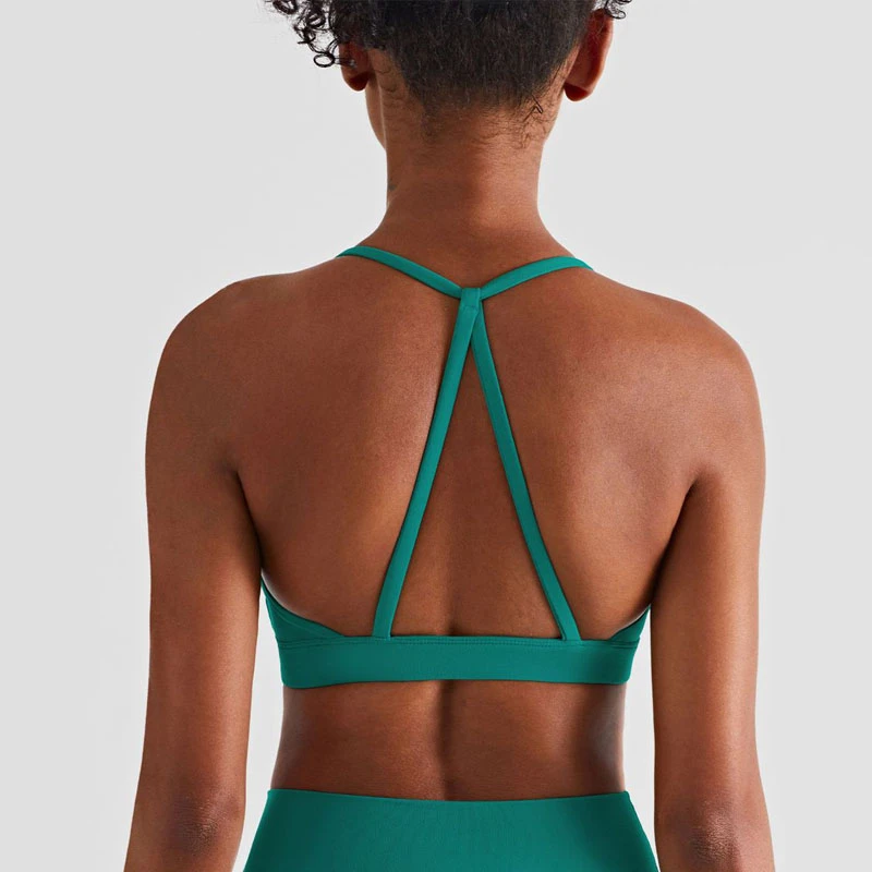 Dámske športové podprsenky s vysokým dopadom fitness bralette backless gyms workt Top Triangle Back Yoga plodina