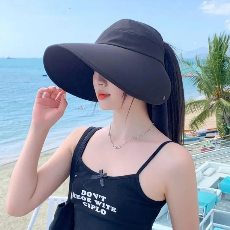 Dámsky letný slnečný klobúk široký okraj UV Caps Caps Solar Beach Bucket Hats Skladacie cvidce Panama Caps