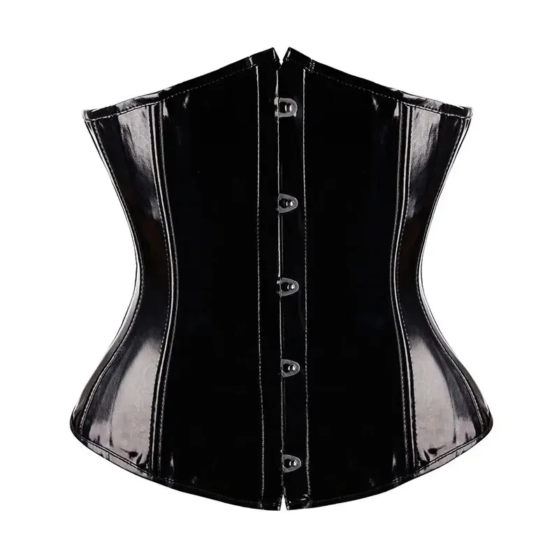 Dámsky PVC Underbust Corset Leskiny PU Leather Bustier Bustier Training Cincher plus veľkosť sexy šnurovateľné bustieri a korzety