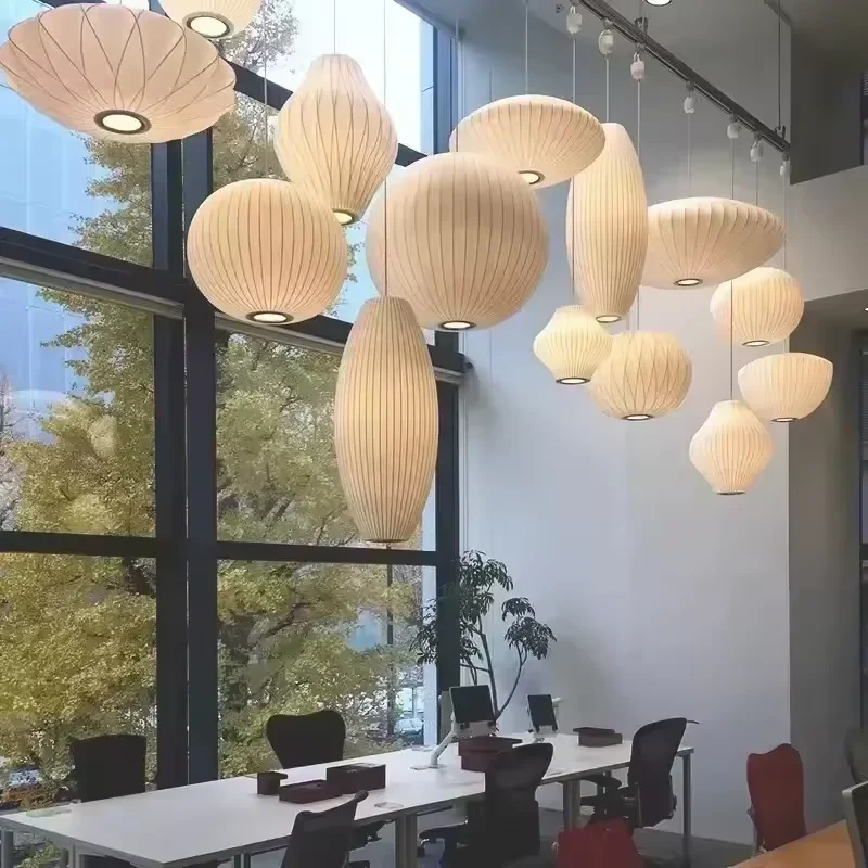 Dánska hodvábna LED prívesok lampa Wasi Sabi japonský dizajn závesné svetlo pre obývaciu izbu Hotelová hala reštaurácia dekorácie lustre