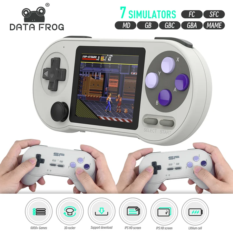 Dáta žaba SF2000 3 palcový HD HD HRACE HERA CONSOLE Player Prenosná herná konzola Vstavaná 6000 hier retro klasické hry