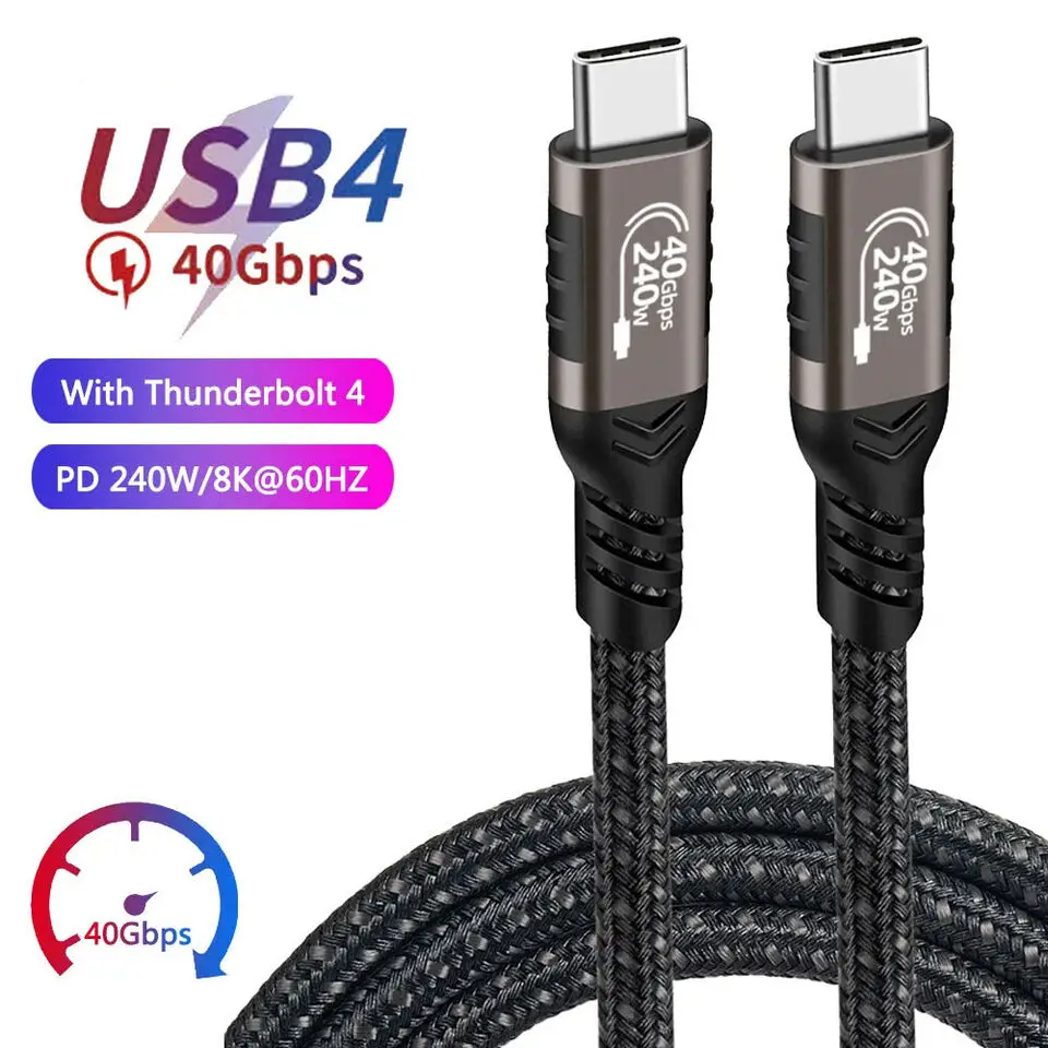 Dátový kábel USB4 pre Thunderbolt 4 kábel 40 GBPS vysokorýchlostná prenos PD 240W 5A Rýchle nabíjanie 8K60Hz VIDEO DISPLEES USB C kábel