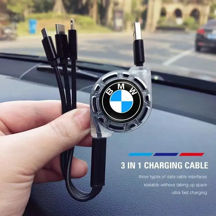 Dátový kábel v interiéri vozidla 3 v 1 zatiahnuteľný nabíjací drôt pre BMW G30 G32 G01 G02 G05 G06 G07 G26 G23 G22 F40 F20 G08 G16
