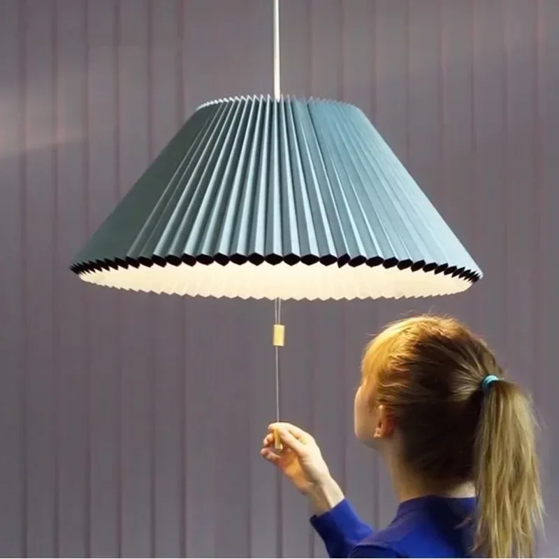 Dáždnické lustre modrá látka prívesok pre lampu pre obývaciu izbu Stropné zavesenie svietidla závesné svetlo môže zmeniť tvar