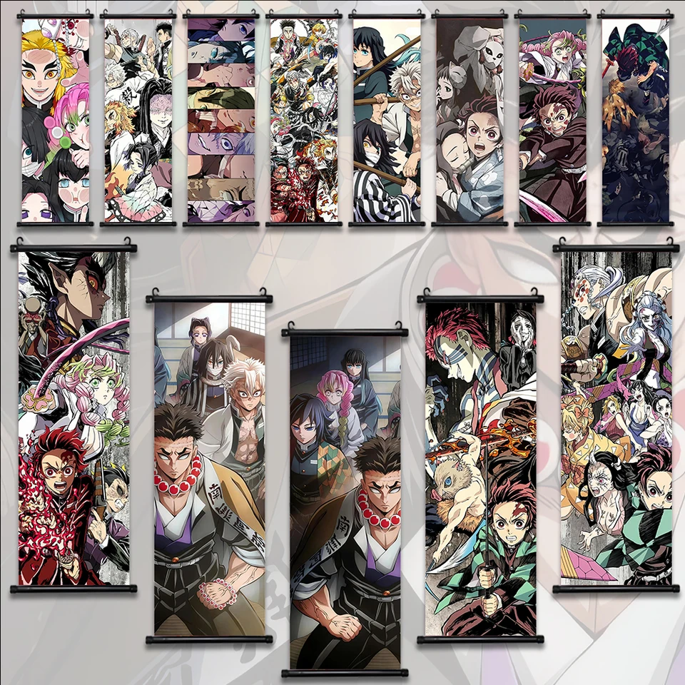 Démon Slayer Hashira tapeta komiksu plagát Anime zavesenie rolovanie domov dekorácia umelecké dielo umelecké dielo plátno maľba