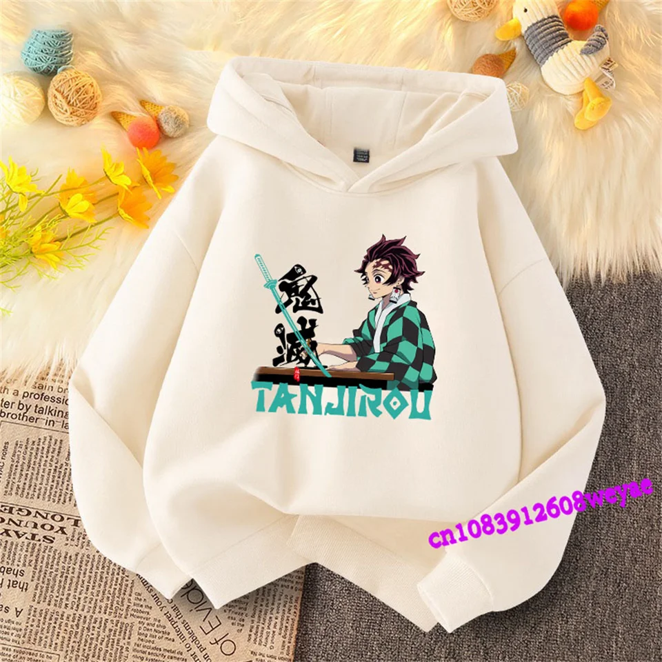 Démon Slayer Spring a jesenné deti a dievčatá s kapucňou Top Cartoon Printing Detský športový kabát Baby