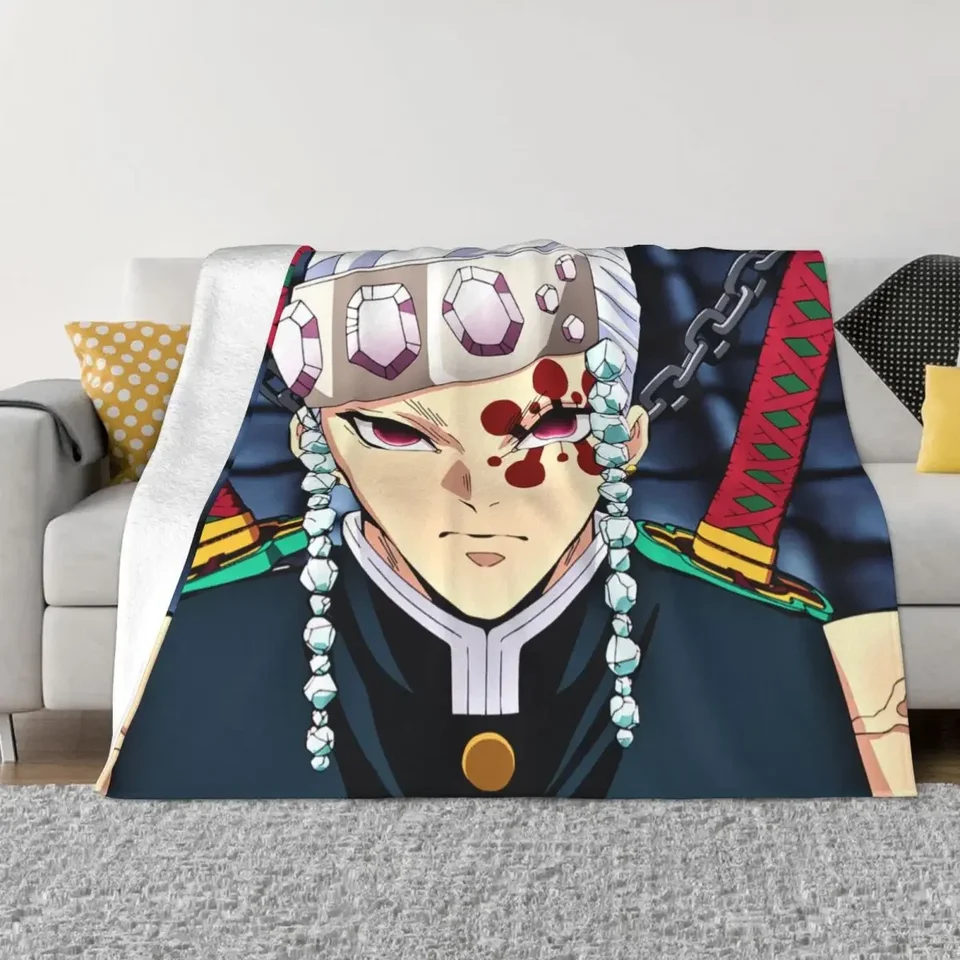 Démon Slayer Tengen Anime prikrývky koralové fleece plyšové dekorácie Kimetsu no yaiba tenké prikrývky