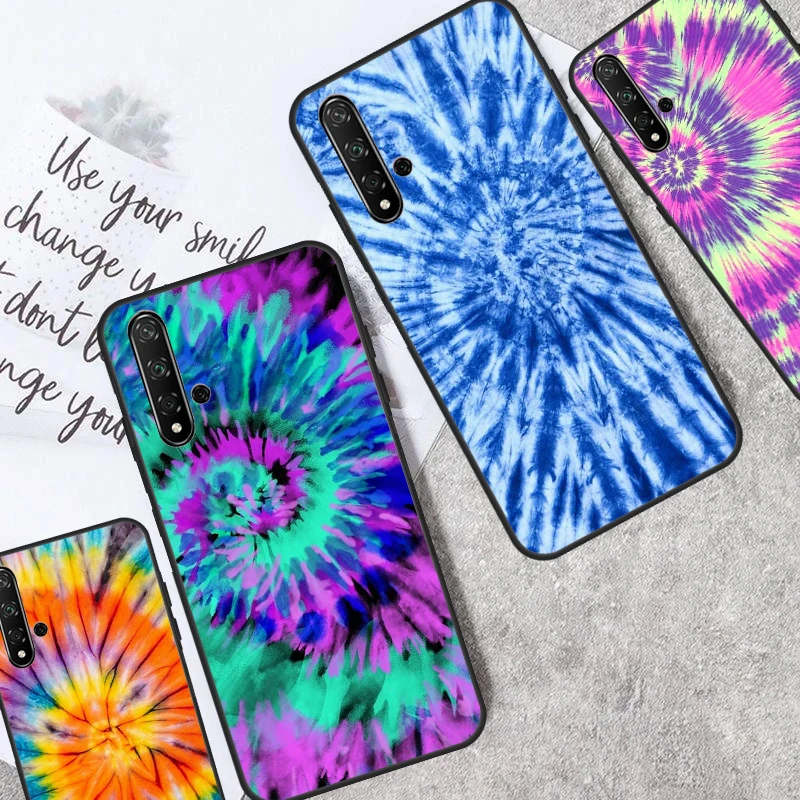 Dúhový špirálový kravata na kravatu pre Huawei Nova y61 y91 y60 y70 y90 9 10 SE 11 Pro 5T 11i 8i 3i P20 P20 P30 P30 Lite Case