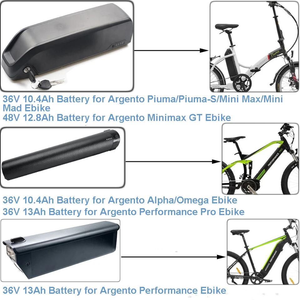 E-Bike Li-ion batéria 36V 10.4AH 13AH 48V 12,8AH pre Argento piuma pium-s mini max MAD MAD MAINAX GT Alpha Omega Performance Pro