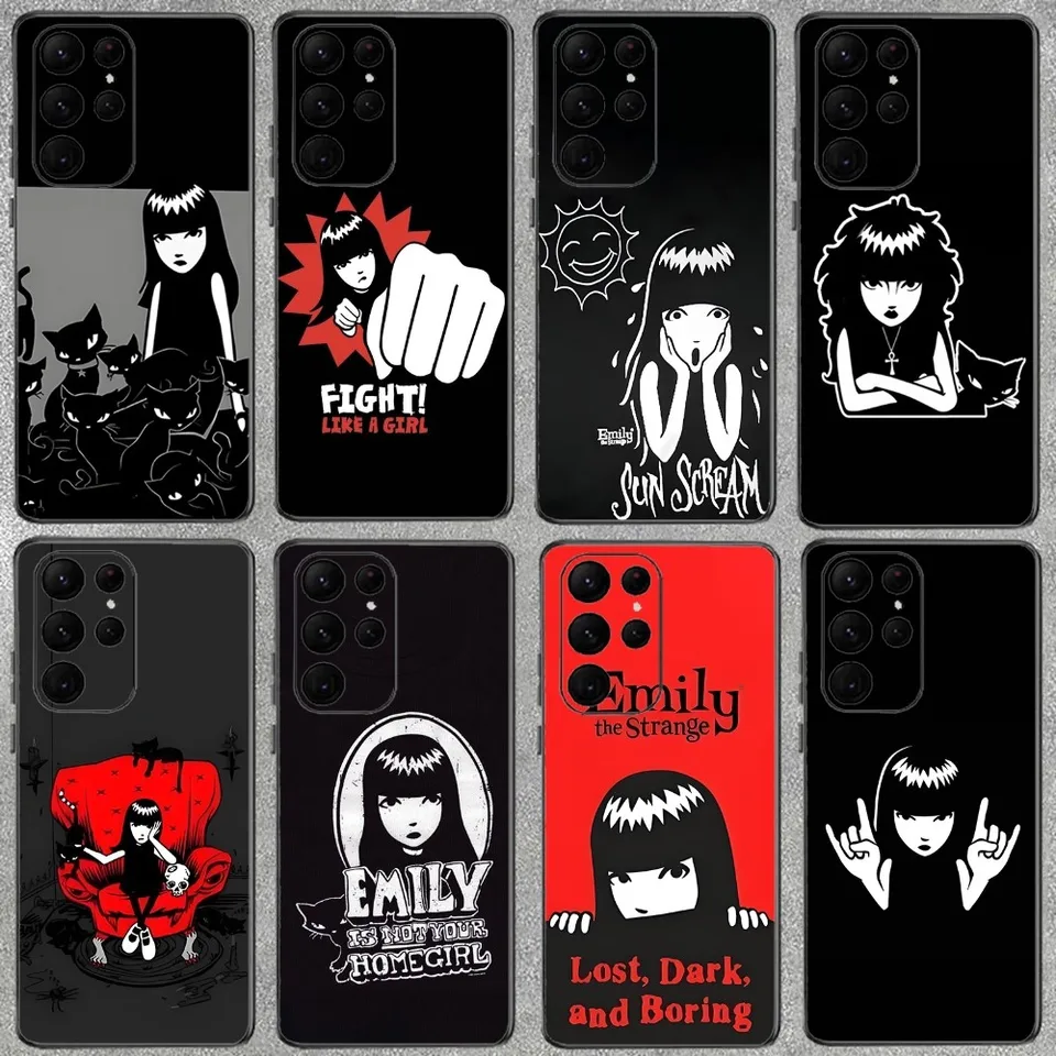 E-e-emily Podivný puzdro pre telefón pre Samsung Galaxy A52 A12 A51 S21 Edge S22ultra S23 S20Lite plus ultra čierny obal