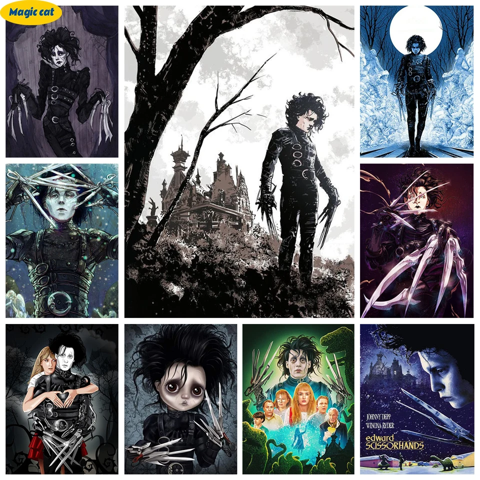 E-edward Scissorhands 5D Diamond Painting Love Movie Plagát DIY Diamond výšivka krížový steh obývacia izba Spálňa DEOCON