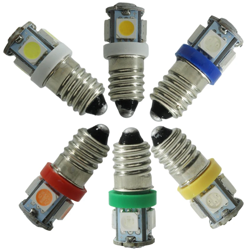E10 6V 12V 24V LED LED DULLA SVETLO SVETLO 12 24 V Volt 5050 1W Automatický indikátor výstražný signál Signál Miniatúrna žiarovka v štýle automobilu