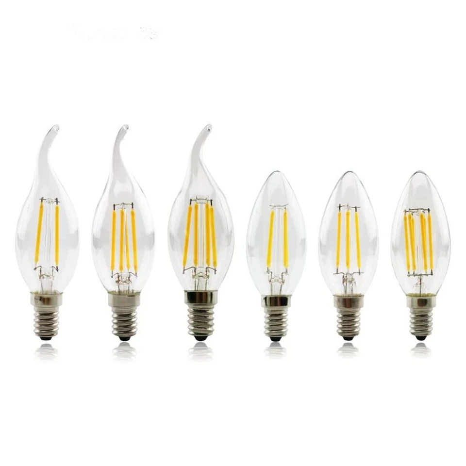 E14 E27 LED žiarovka C35 LED LEGLEBULB Nočné žiarovky 4W vlákno lampa sviečka lampa Vintage Warm White 2700k pre luster