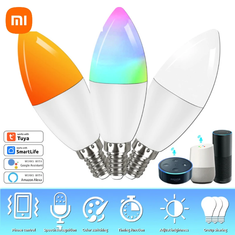 E14 Smart WiFi LED žiarovka 5/7/9W RGBCW LED lampa pracuje s Alexa Amazon Home Yandex Alice Smartthings