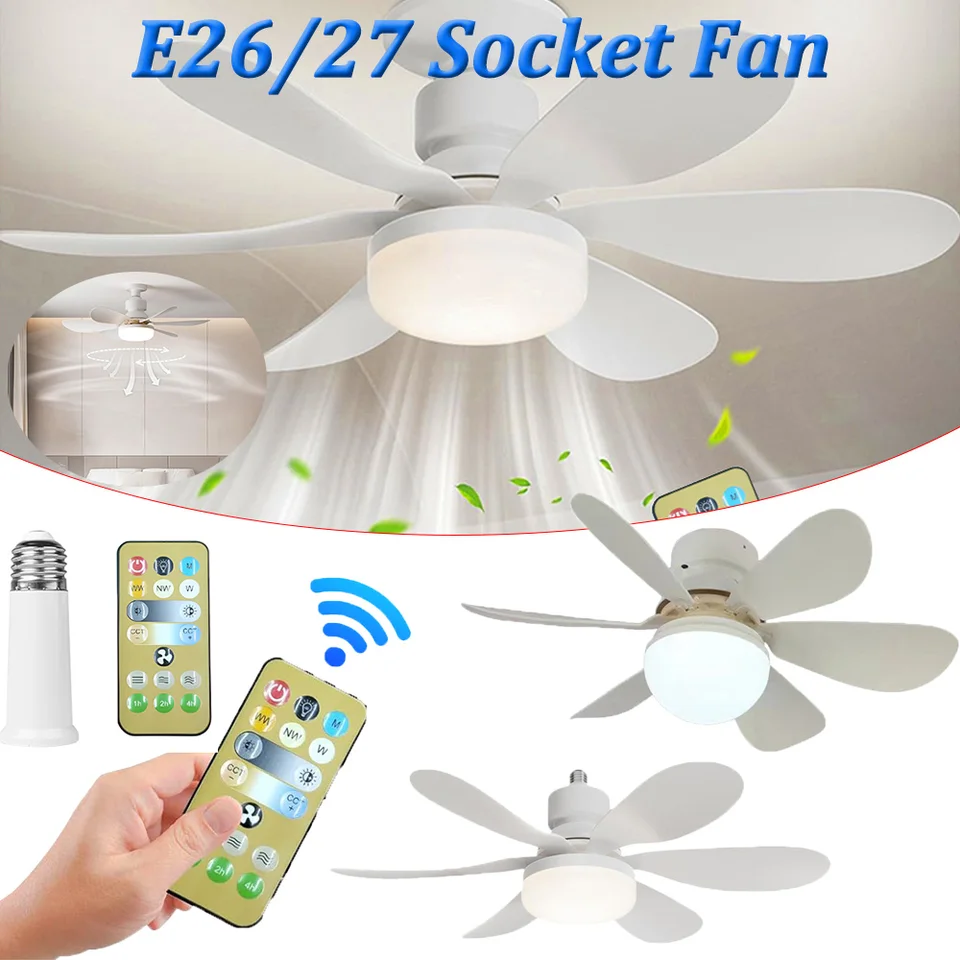 E26/27 Skladací ventilátor LED ventilátora ventilátora LED ventilátormi Svetla s diaľkovým ovládaním 40 W/30 W 3 Rýchlosti Malé stropné ventilátor Stlmiteľné svetlá ventilátora