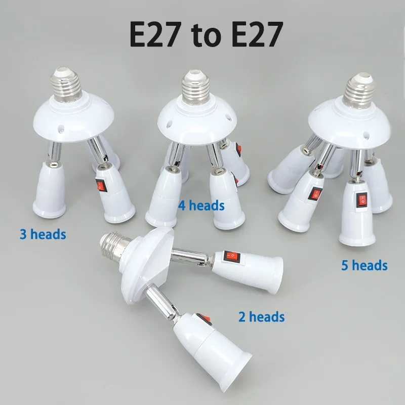 E27 2 3 4 5 Hlavy cesta v 1 LED žiarovky Splitter Converter Socket Adapter Light Light Base Prevodník pre domáce osvetlenie V