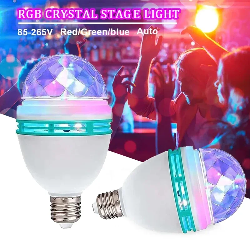 E27 Disco Light Rotujúce RGB Party Lamp LED LED svetlo Crystal Disco Žiarovka pre narodeniny Klub bar KTV Halloween Vianoce
