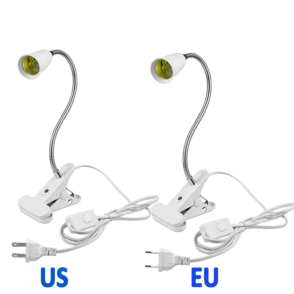 E27 držiak žiarovky s napájacím spínačom káblovej kábla LED LED s klipou pre stolové žiarovky čítanie svetla