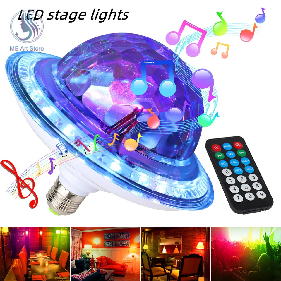 E27 LED žiarovka Hudba svetlo RGB White Lamp s Bluetooth reproduktorom farebná hudba Zvuk svetlo s diaľkovým ovládaním domácej párty