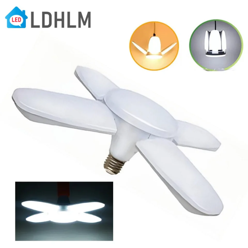 E27 LED žiarovka Ventilátor Čepeľ načasovanie LAMP AC85-265V 28W Studená biela/teplá biela skladacia LED žiarovka LAMBADA pre domáce stropné svetlo