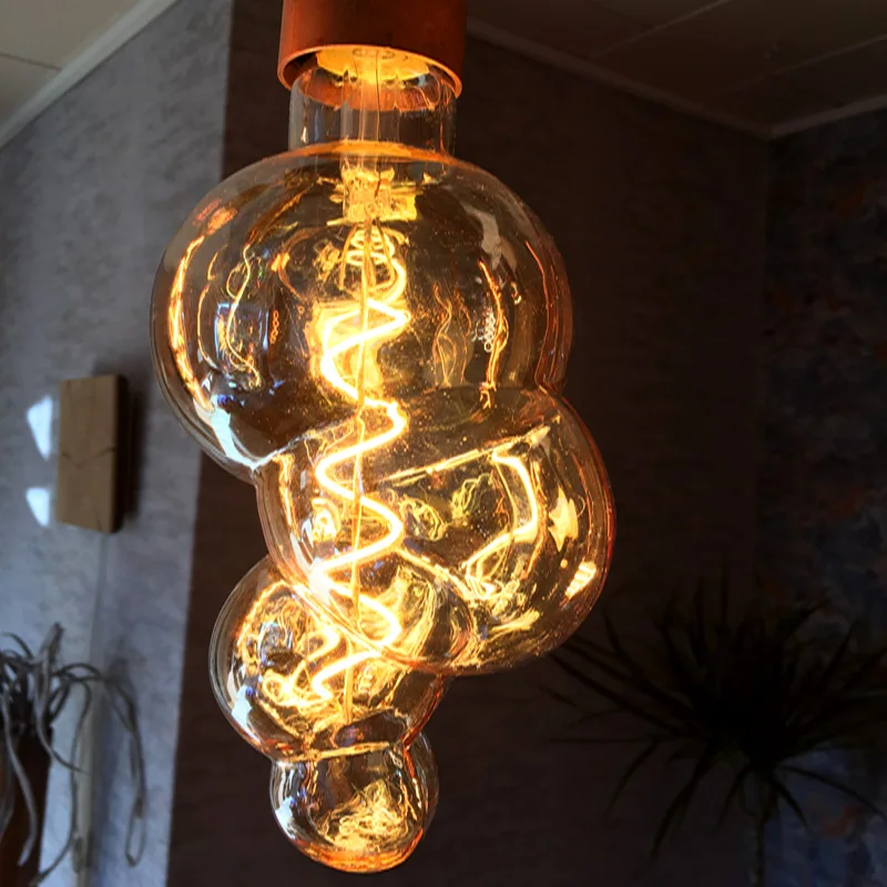 E27 retro LED v tvare vlákna žiarovka 4W E27 LED mäkké vlákno Bubble Light Warm Well Yellow 220V Dekoratívne svetlo