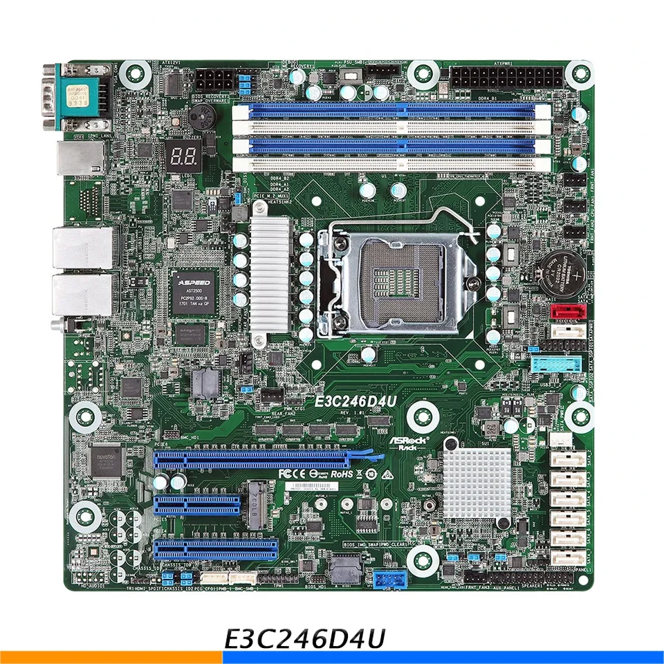 E3C246D4U Základná doska servera pre Asrock DDR4 Support Xeon E-2100/2200 LGA1151 ECC IPMI Vysoká kvalita