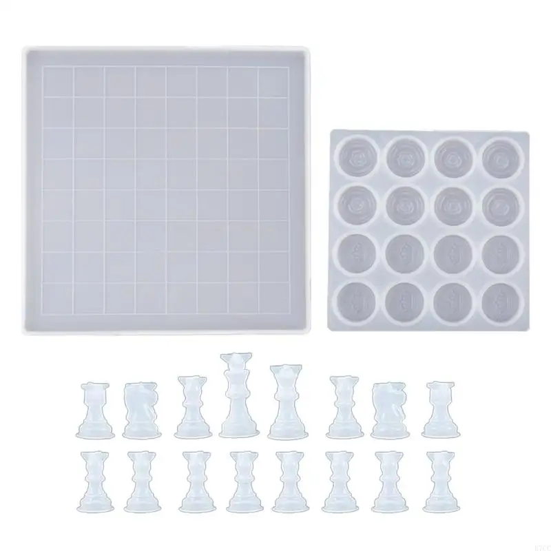 E7CC 3D šachové silikónové šikany na plesne doska Crystal Epoxy pre remeslá DIY