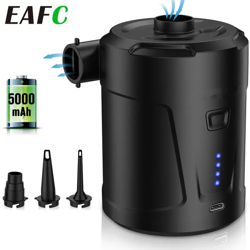 EAFC Elektrické vzduchové čerpadlo nabíjateľné nafúknuteľné čerpadlá vzduchového kompresora/čerpadlá pre matrac PVC PVC MATRACKÝ PLACKÝ RING RAFT LED